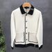 Men's Clothing Autumn Lapel Knitted Cardigan Contrast Color High End Fashion Trend Niche All Match Personality Jacket_viptrois.com