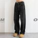 Men's Black Distressed Rhinestone Jeans - Loose Fit Streetwear Denim Pants With Star Embellishments_viptrois.com