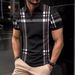 Business Men's Polo Shirt Casual Summer Short Sleeves Tops Plaid Pattern Print Button T Shirt Loose Clothes Fashion Golf Shirts_viptrois.com