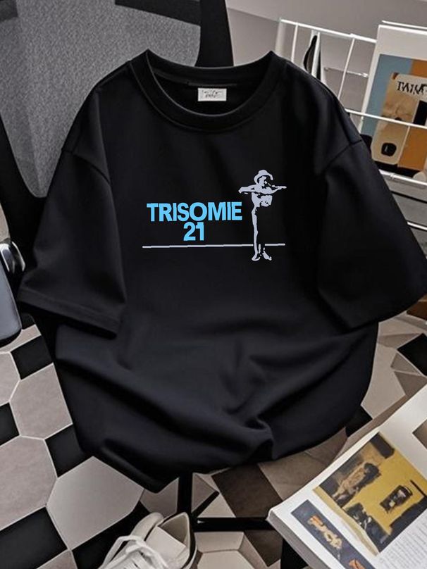 TRISOMIE 21 T SHIRT 80s French Minimal New Wave Darkwave Synth Import Medium Unisex Top For Everyday Wear Homme Graphic Designer Clothes Slightly_viptrois.com