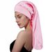 Elastic long tube sleeping cap with large wide brim satin hair care cap beauty makeup cap solid color headscarf_viptrois.com