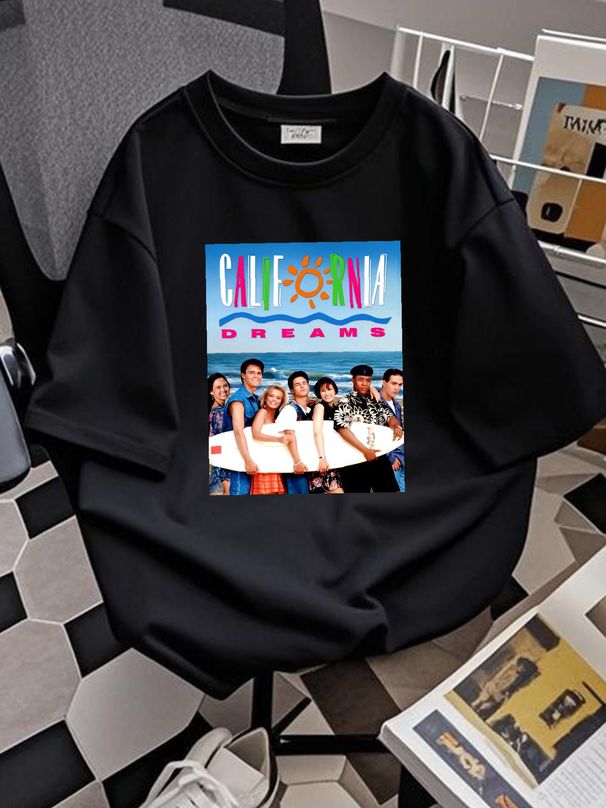 California Dreams T Shirt Retro Tv Show Streetwear Top For Everyday Wear Homme Comfortable Stretched Unisex Fashion Slightly Summer_viptrois.com