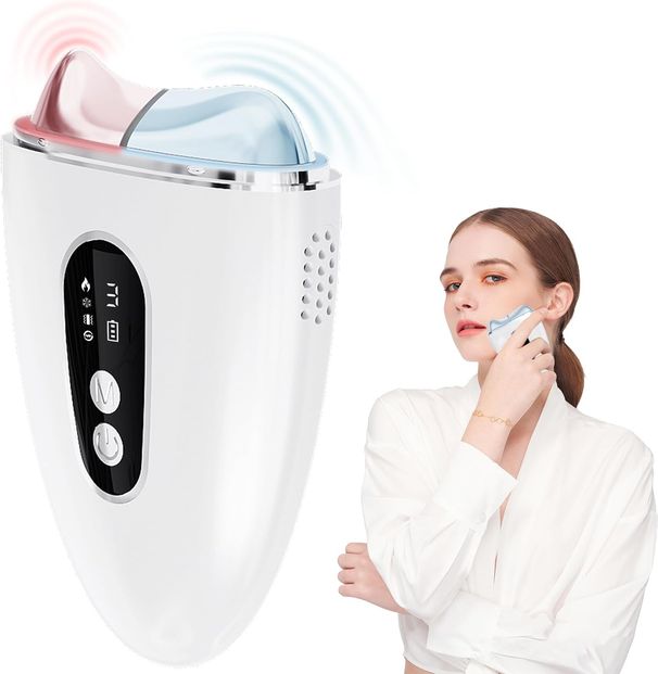 Upgraded Hot&Cold Dual-Mode Face Neck Massager, Anti-Aging&Wrinkles, Puffiness, Double Chin_viptrois.com