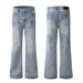 Men's Clothing Retro Lightning Pattern Washed Ice Blue Pants_viptrois.com