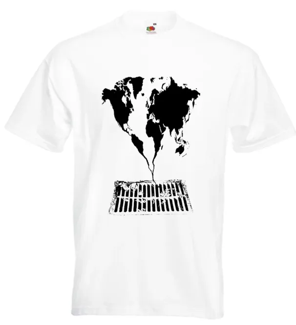 Banksy World Going Down The Drain T Shirt Mens Womens Tees Top Street Art Exit Through The Gift Shop_viptrois.com