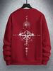 Men's Loose And Casual Fashionable Beige Geometric Mountain Print Round Neck Long Sleeved Sweatshirt Suitable For Autumn And Winter Wear_viptrois.com