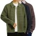 Men's Plus Size Knit Cardigan - Breathable Polo Collar Open Front Sweater, Casual Loose Fit Long Sleeve Pullover For Summer (Black, Green, Brown)_viptrois.com