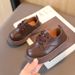 Child's shoes Girls simple English small children's leather shoes lace-up boys single shoes_viptrois.com