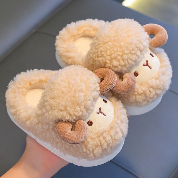 Kids Winter Slippers With Plush Fleece Lining, Non-Slip Sole, Unisex Toddler To Big Child Cozy Home Shoes_viptrois.com