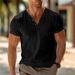 2025 Men's Summer Beach Short Sleeve Casual Solid Color Regular Fit T-Shirt Top_viptrois.com