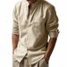 2025 Spring And Autumn Linen Shirt, Long-sleeved Stand-up Collar Breathable Casual Men's New Chinese-style Pocket Shirt_viptrois.com