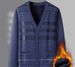 Men's Velvet-Touch V-Neck Sweater Coat - Thickened Winter Casual Jacket, Soft Fleece Lining, Relaxed Fit (8976 Brown/Dark Gray/Blue-Gray, L-3XL)_viptrois.com