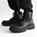 Men's Shoes Martin Boots High End Thick Soled Height Enhancing Motorcycle Work Boots Side Zipper Black High Top Leather Shoes Trendy_viptrois.com