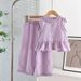 Girls' Lace Trim Set – Sleeveless Top & Wide-Leg Pants (Color Block Plaid Summer Outfit)_viptrois.com