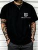 100% Cotton Men Crew Neck Tee HEUGH DEAGO Branding With Geometric Logo Print Short Sleeve Casual Daily Top_viptrois.com