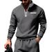 Men's Thickened Fleece Lined Half Zipper Sweatshirt Autumn Winter American Style Loose Stand Collar Color Block Casual With Pocket_viptrois.com