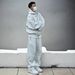 Men's Clothing Plus Velvet Thickened Casual Sports Suit Men's Trendy Brand Loose Hooded Jacket Sweatshirt Two Piece Suit_viptrois.com