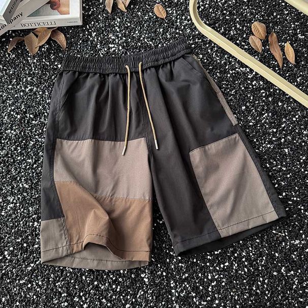 Men's Clothing Summer Thin Stitching Overalls Shorts Men's Straight Casual Trendy Sports Wear Teenagers_viptrois.com