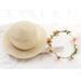 Hot Sale Parent-child Summer New Women's Sun Bucket Cap Beige Lace Bowknot Flowers Ribbon Flat Top Straw Hat Beach Caps Panama_viptrois.com