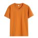 210g Men's Summer Pure Cotton Solid-color Chicken Heart Neck Base Layer, Loose Half-sleeve T-shirt, Japanese Style_viptrois.com