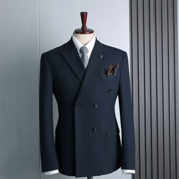 Men's dress double breasted suit suit for wedding groom coat_viptrois.com