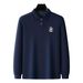 Men's Memory Foam Polo Shirt – Embroidered Lapel, Long Sleeve, 240g Comfort Fit (Black/White/Purple Red/Royal Blue_viptrois.com
