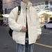 Unisex Stand Collar Puffer Jacket Winter Warm Oversized Thickened Coat Fleece Lined Zip Up Outerwear For Plus Size Men & Women_viptrois.com