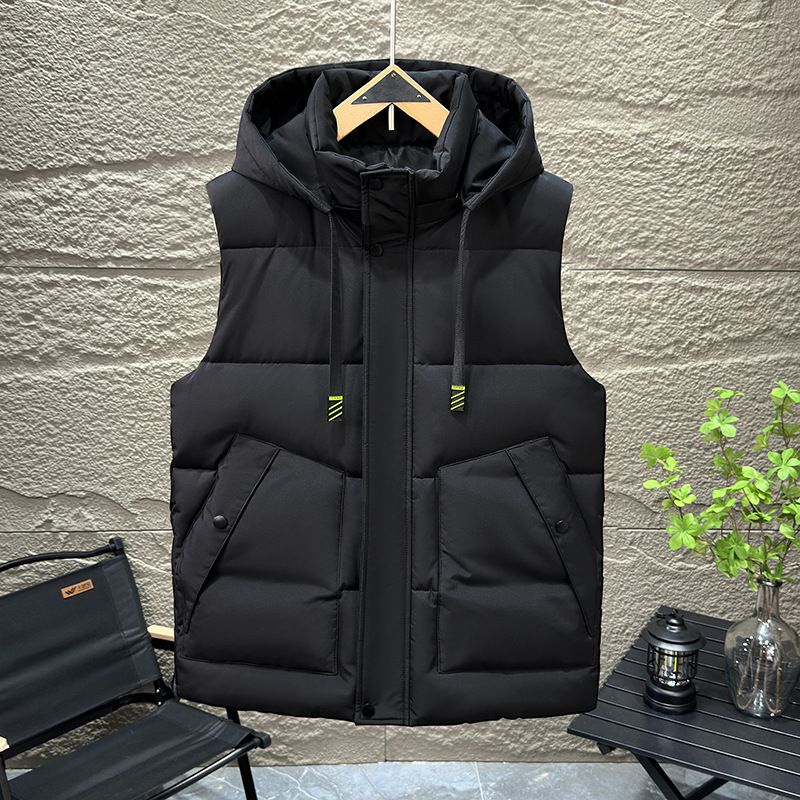 Men’s Quilted Vest – Thickened Winter Cotton Puffer Sleeveless Jacket (Black, Gray, Beige, L-6XL_viptrois.com