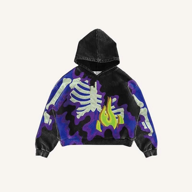2025 Spring And Autumn Hot Sale Retro Skeleton Pattern 3D Printed Sweater Men's And Women's Trend Pullover Hoodie_viptrois.com