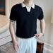 Men's Casual Polo Shirt Slim Fit Breathable Knit Short Sleeve T-Shirt Wrinkle-Free Business Casual Summer Top_viptrois.com