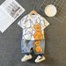 Mother & Kids New Summer Children's Suit, Boy's Round Neck T-Shirt Suit, Korean Style Children's Clothing, Baby Girl Short-Sleeved Two-Piece Set_viptrois.com