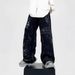 Large Sized Vibe Multi Pocket Workwear Jeans, Men's Women's Trendy Brand, Loose And Casual Wide Leg Floor Length Pants,_viptrois.com