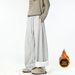 Men's Black Curved Sweatpants American Style Fleece Lined Straight Wide Leg Pants Trendy Loose Fit Sporty Casual Long Autumn Winter_viptrois.com