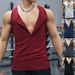 Men's Clothing Knitted Vertical Strip Fitness Sports Leisure Slim Vest Sleeveless Wide Shoulder Vest Men_viptrois.com