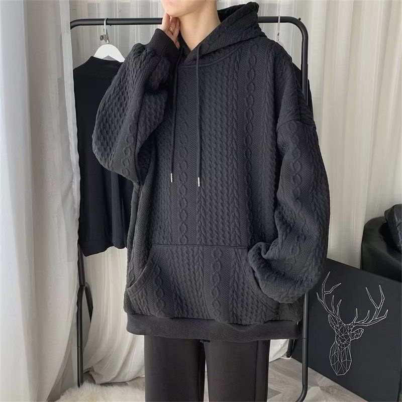 Men's Casual Hooded Sweatshirt - Japanese Style Loose Fit Pullover With Side Pockets For Spring/Autumn (White, Grey, Black) - M-3XL_viptrois.com