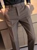 Men's Clothing Casual Trousers Spring And Summer Slim Fit Nine Point Trousers Trendy Versatile Coffee Color Small Foot Drape Trousers_viptrois.com
