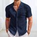 Men's Clothing Summer New Short Sleeved Cuban Collar Knitted POLO Shirt Casual Cardigan Top_viptrois.com
