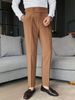 Men's Clothing Slim Fitting Pants Autumn Retro High Waist Business Solid Color Straight Casual Trousers_viptrois.com