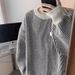 New round neck striped sweater men's autumn and winter fashion simple pullover sweater retro loose versatile top_viptrois.com