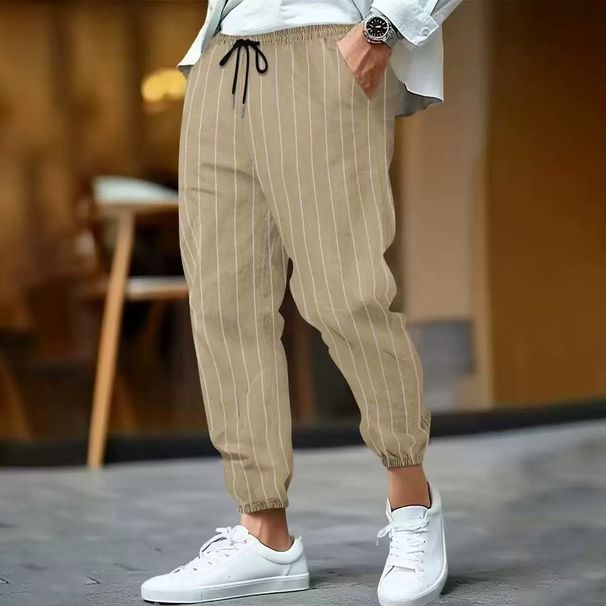 Men's Linen Striped Casual Pants - Loose Fit, Breathable & Stylish For Everyday Wear_viptrois.com