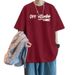 American Letter Printed Short Sleeved T-shirt For Men's Summer 2025 New High Street Loose Casual Half Sleeve_viptrois.com
