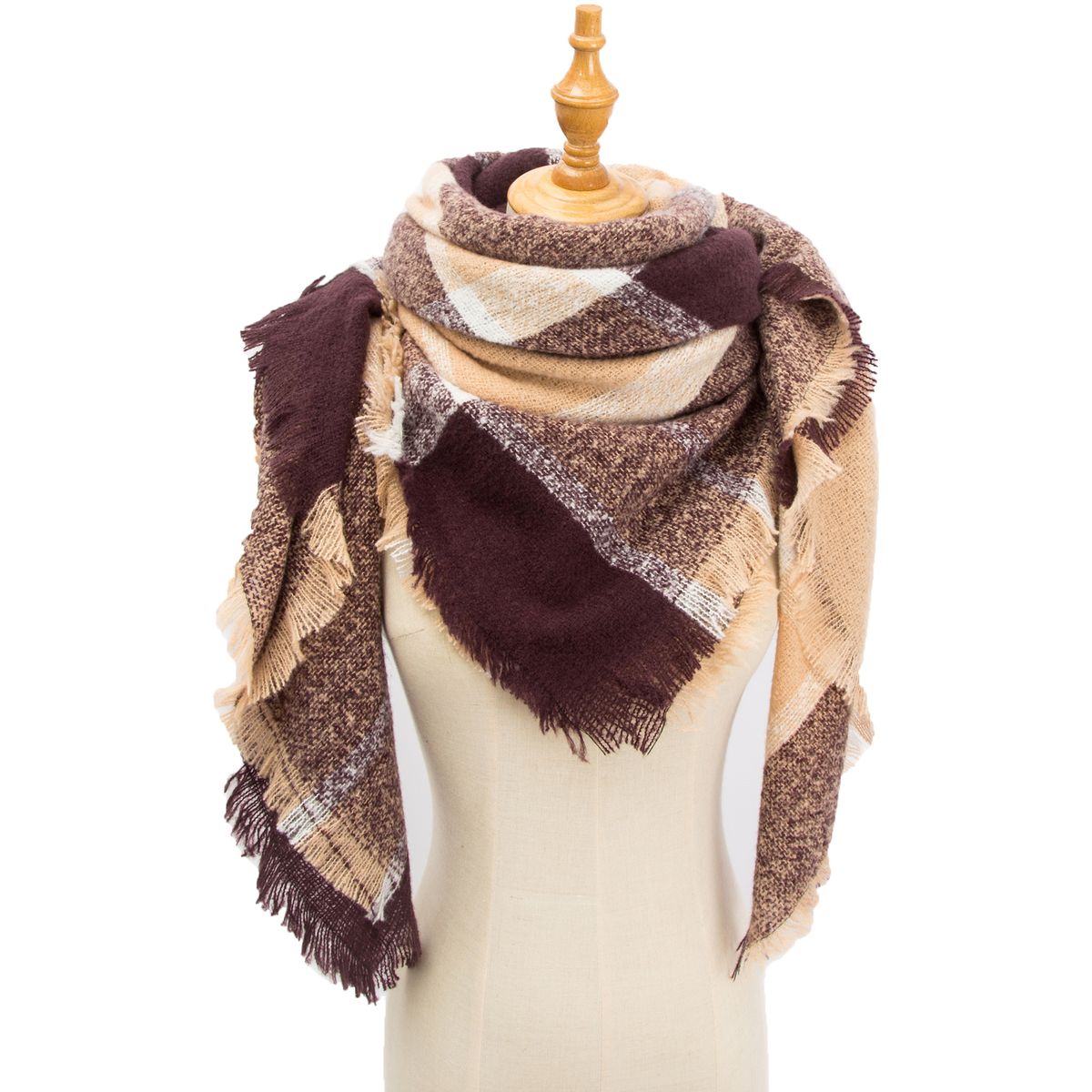 Unisex Bristle square folio shawl plaid tote scarf for women_viptrois.com