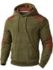 Pure Men's Fashion Casual Ribbed Army Green Patchwork Brown Design Elegant Hooded Sweatshirt Suitable_viptrois.com