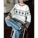 Pure American Retro Color-Block Jacquard Knit Unisex Cleanfit Couple Sweater Lazy Style Coat Trendy_viptrois.com