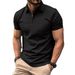 Men's Clothing New Simple Short Sleeved Polo 3D Printing Solid Color Casual Zipper Polo Shirt_viptrois.com