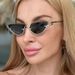 Fashionable Half Frame Cat Eye Metal Sunglasses For Women Ins Internet Celebrity Concave Shape Photo Glasses_viptrois.com