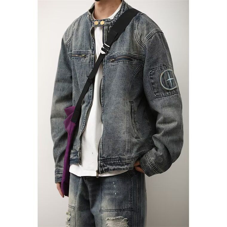 American Style Vintage Washed Denim Jacket For Men, Loose Versatile On The Streets, Stylish And Rugged_viptrois.com