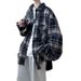 Retro Plaid Long Sleeved Shirt With Fringed Design, Men's Shirt, Loose, Niche, Fashionable, Versatile Lapel Top_viptrois.com