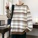 Round Neck Sweatshirt For Men, Retro Lazy Style Striped Long Sleeved Top, Loose Casual Jacket_viptrois.com