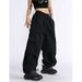 Men's Clothing Drawstring Cargo Casual Pants For Women, New Summer Style, Trendy High Waisted, Loose Straight Leg, Versatile Wide Leg Trousers._viptrois.com